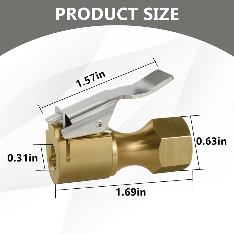 BFXM Brass Locking Air Chuck - Heavy Duty Locking Tire Inflator Chuck with 1/4 Inch NPT Female Thread - for Tire Inflator Gauge Compressor Accessories - Image 2